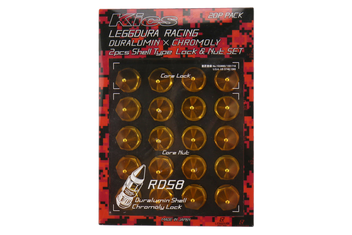 KICWRD5813A Project Kics Leggdura Racing Dangan Shell Type Lug Nuts - 2015+ WRX / 2015+ STI / 2013+ FT86-Gold,