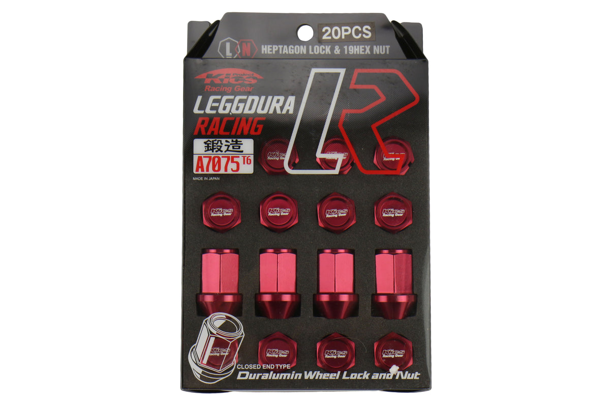 KICWKIZ3R Project Kics Leggdura Racing Lugnuts W/ Laser Logo - 2015+ WRX / STI / 2013+ FT86 / 2014+ Forester-Red,