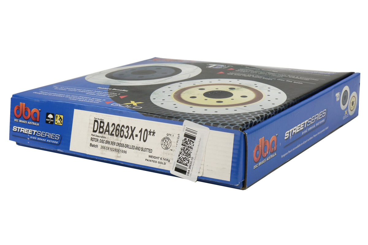 DBB2663X-10 DBA Street Series Cross Drilled and Slotted Rear Rotors - 2013+ FT86,