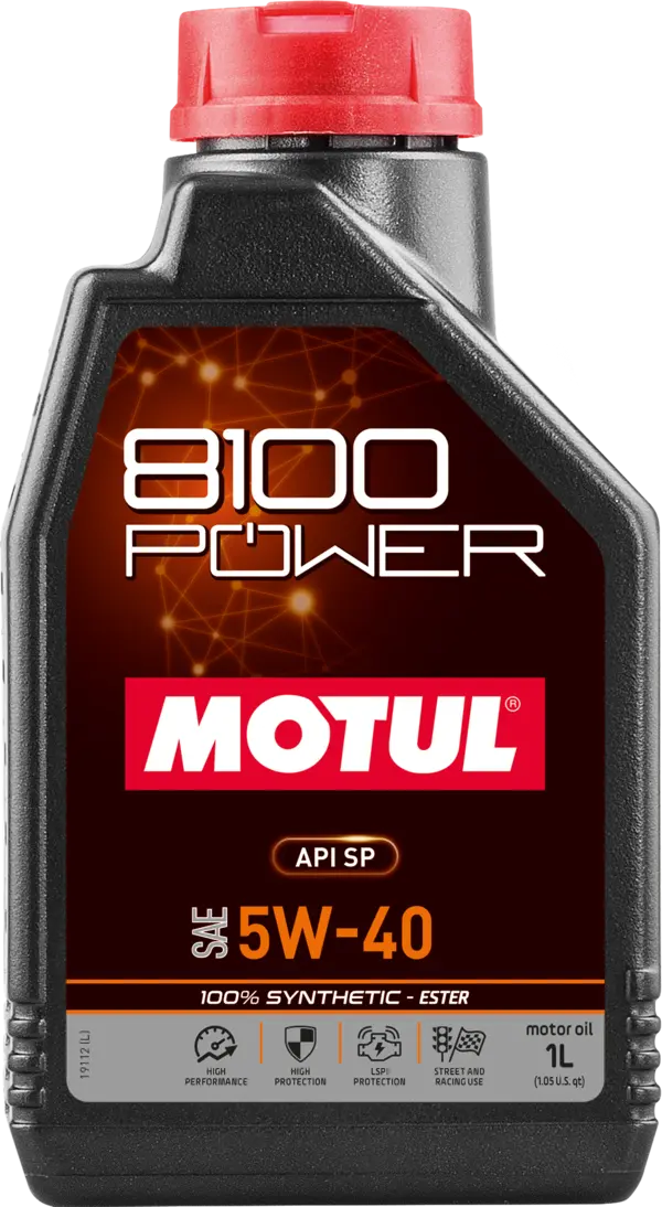 Motul 8100 Power 5W40 Synthetic Engine Oil (1 Liter Bottle)