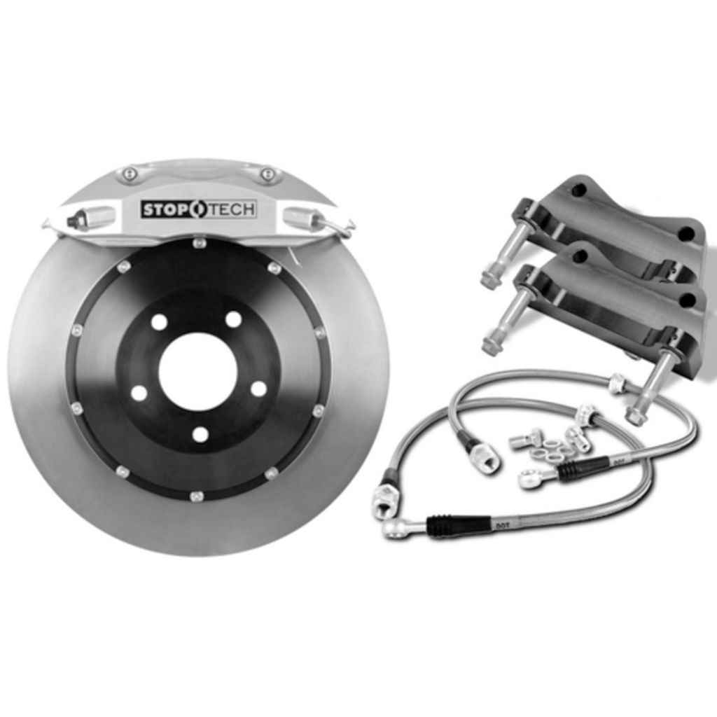 SKU: STT83.843.4700.74,,StopTech Front 4 Piston ST-40 Big Brake Kit (355x32mm) - 2015+ WRX-Red-Drilled Zinc,