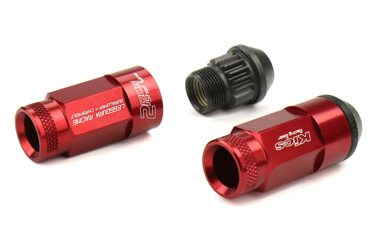 KICWRL5313R Project Kics Leggdura Racing Shell Type Lug Nut 53mm (Open-End) - 2015+ WRX / 2015+ STI / 2013+ FT86-Red,