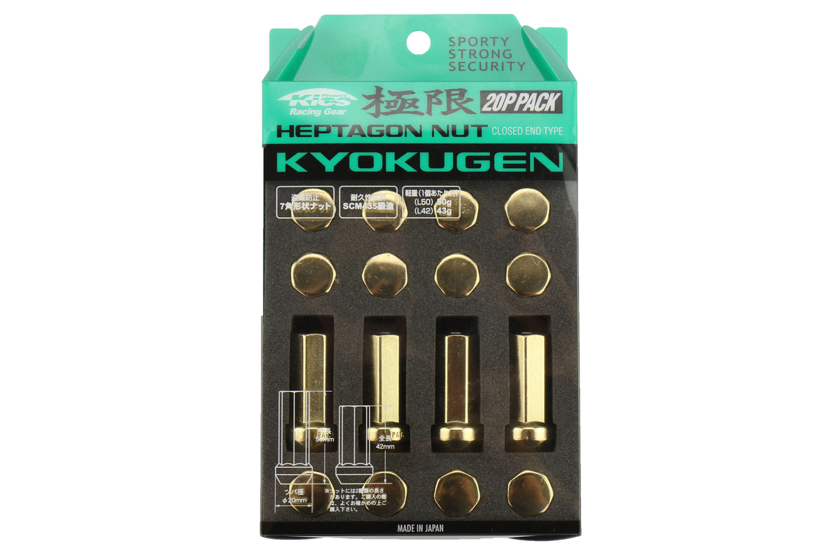 KICWHPF3GO42 Project Kics Kyokugen Closed End Lugnut (Gold) - 2015+ WRX / STI / 2013+ FT86-42mm,