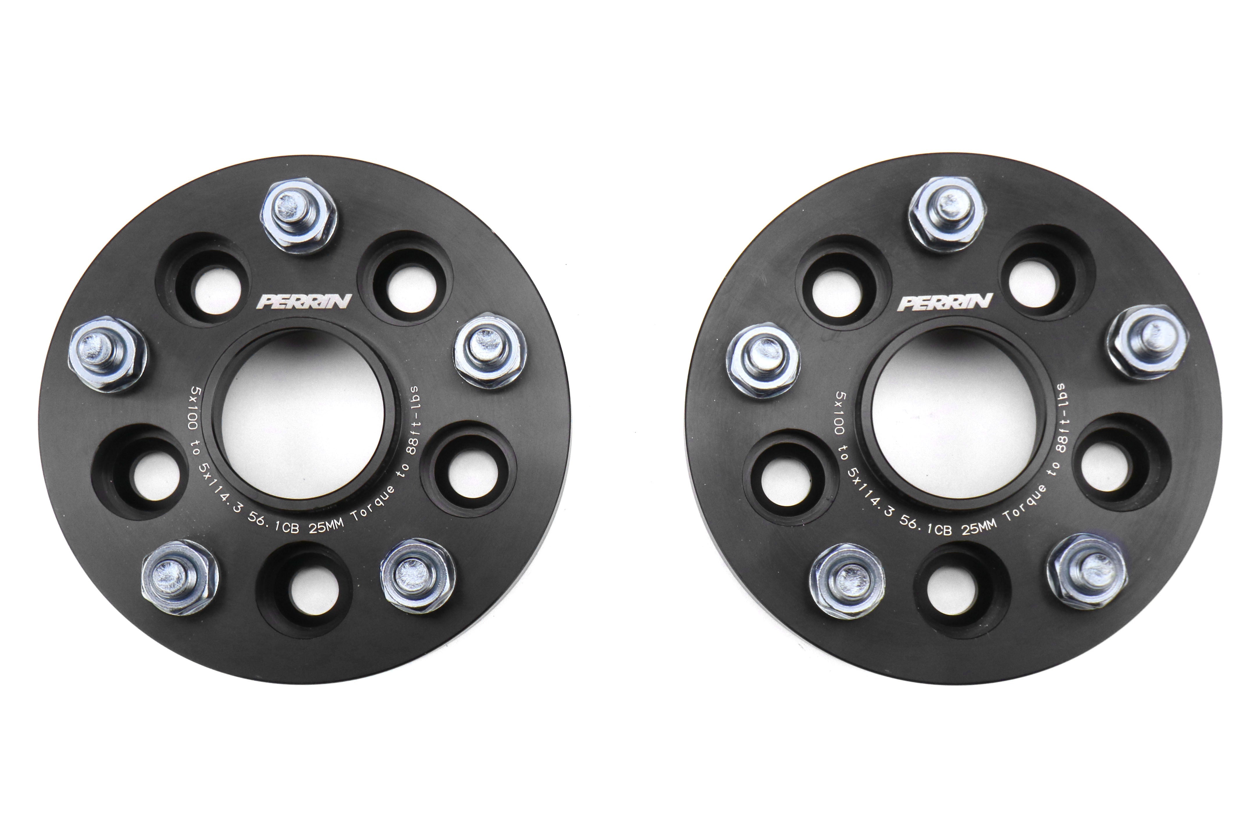 PERRIN 5x100 to 5x1143 25mm Wheel Adapters Black - Subaru WRX STI