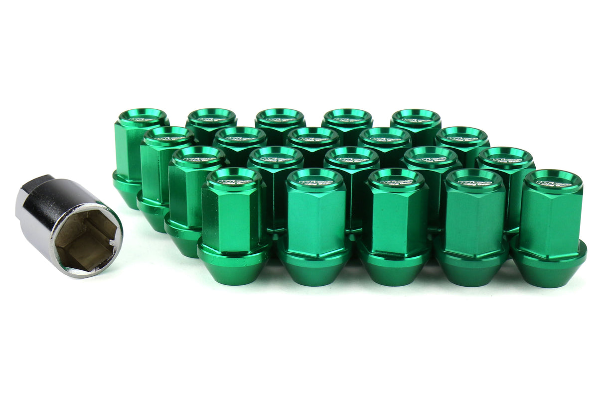 KICWKIZ3E Project Kics Leggdura Racing Lugnuts W/ Laser Logo - 2015+ WRX / STI / 2013+ FT86 / 2014+ Forester-Green,