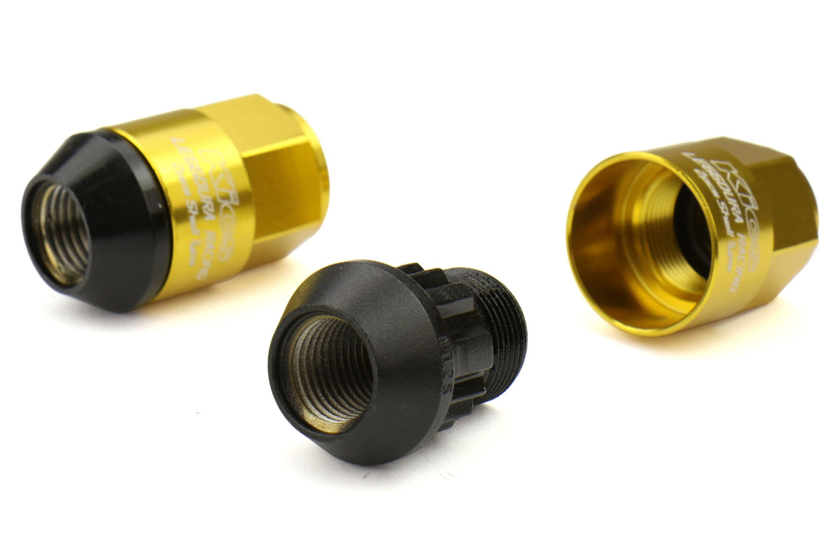 KICWCL3513A Project Kics Leggdura Racing Shell Type Lug Nut 35mm (Closed-End) - 2015+ WRX / 2015+ STI / 2013+ FT86-Gold,