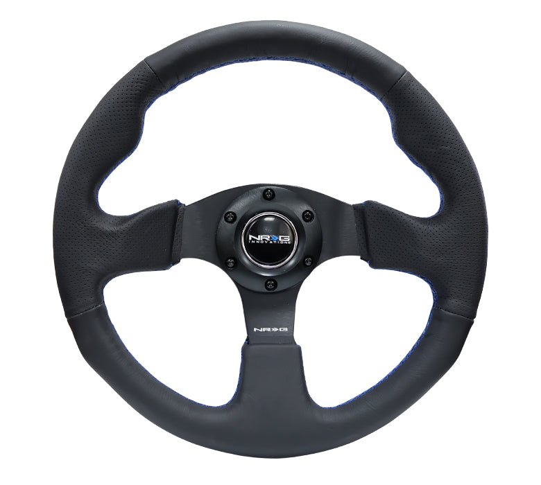 NRGRST-012R-BL NRG Race Style Premium Leather Steering Wheel 320mm w/ Blue Stitching - Universal,