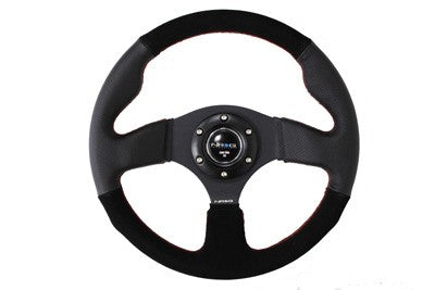 NRGRST-012R-RS NRG Race Series Steering Wheel - Universal-Suede w/ Red Stitch,