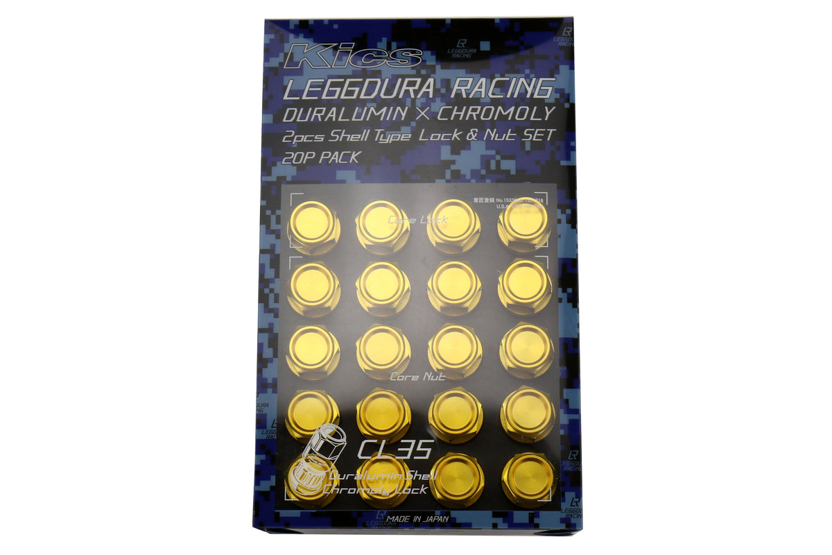 KICWCL3513A Project Kics Leggdura Racing Shell Type Lug Nut 35mm (Closed-End) - 2015+ WRX / 2015+ STI / 2013+ FT86-Gold,