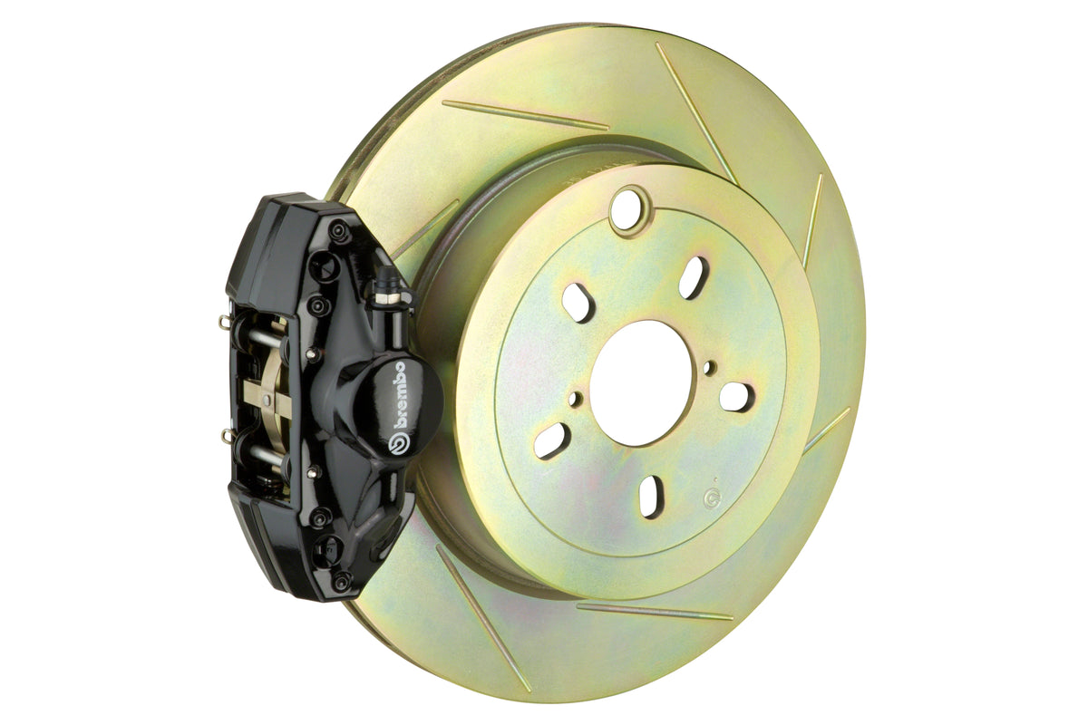 BRE2E5.5003A1 Brembo 2 Piston Rear BBK Drilled or Slotted : Black Caliper, Slotted Rotor - 2E5.5003A1,