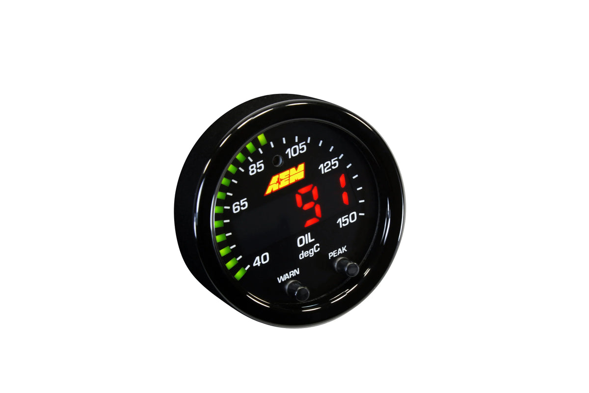 AEM X-Series 100-300F Temperature Gauge - Black Bezel / Black Face - Universal