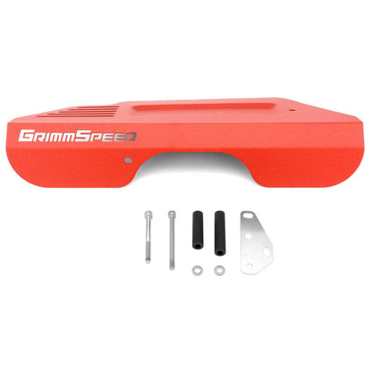 GRM099031 GrimmSpeed Pulley Cover with Tool Tray : Texture Red Powdercoat (099031),