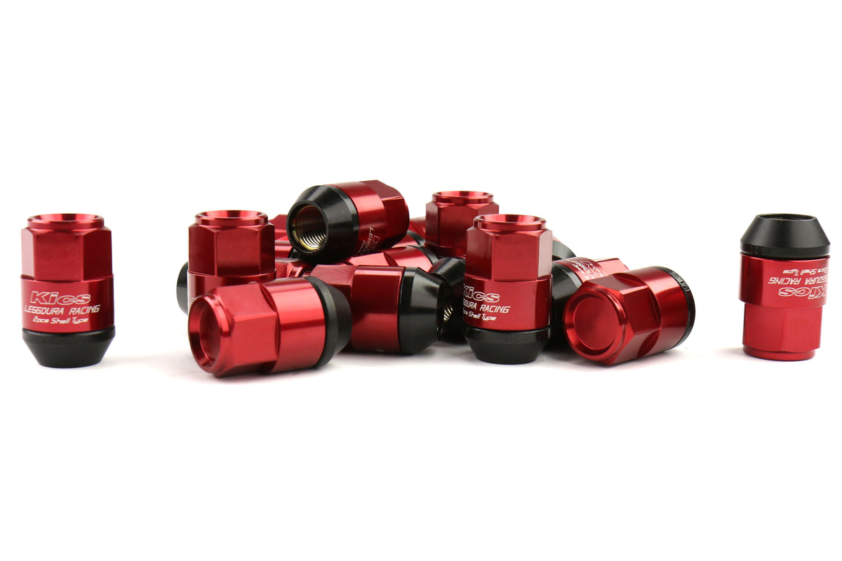 KICWCL3513R Project Kics Leggdura Racing Shell Type Lug Nut 35mm (Closed-End) - 2015+ WRX / 2015+ STI / 2013+ FT86-Red,