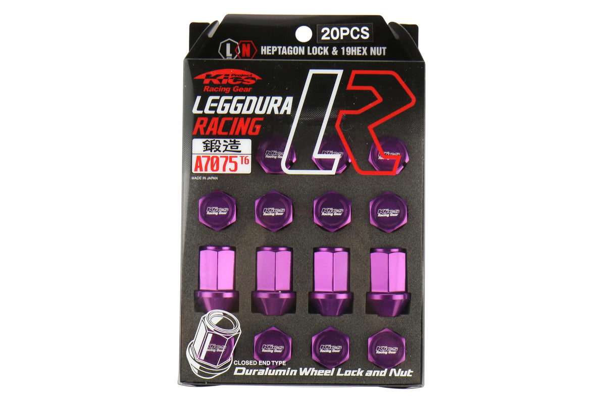 KICWKIZ3P Project Kics Leggdura Racing Lugnuts W/ Laser Logo - 2015+ WRX / STI / 2013+ FT86 / 2014+ Forester-Purple,