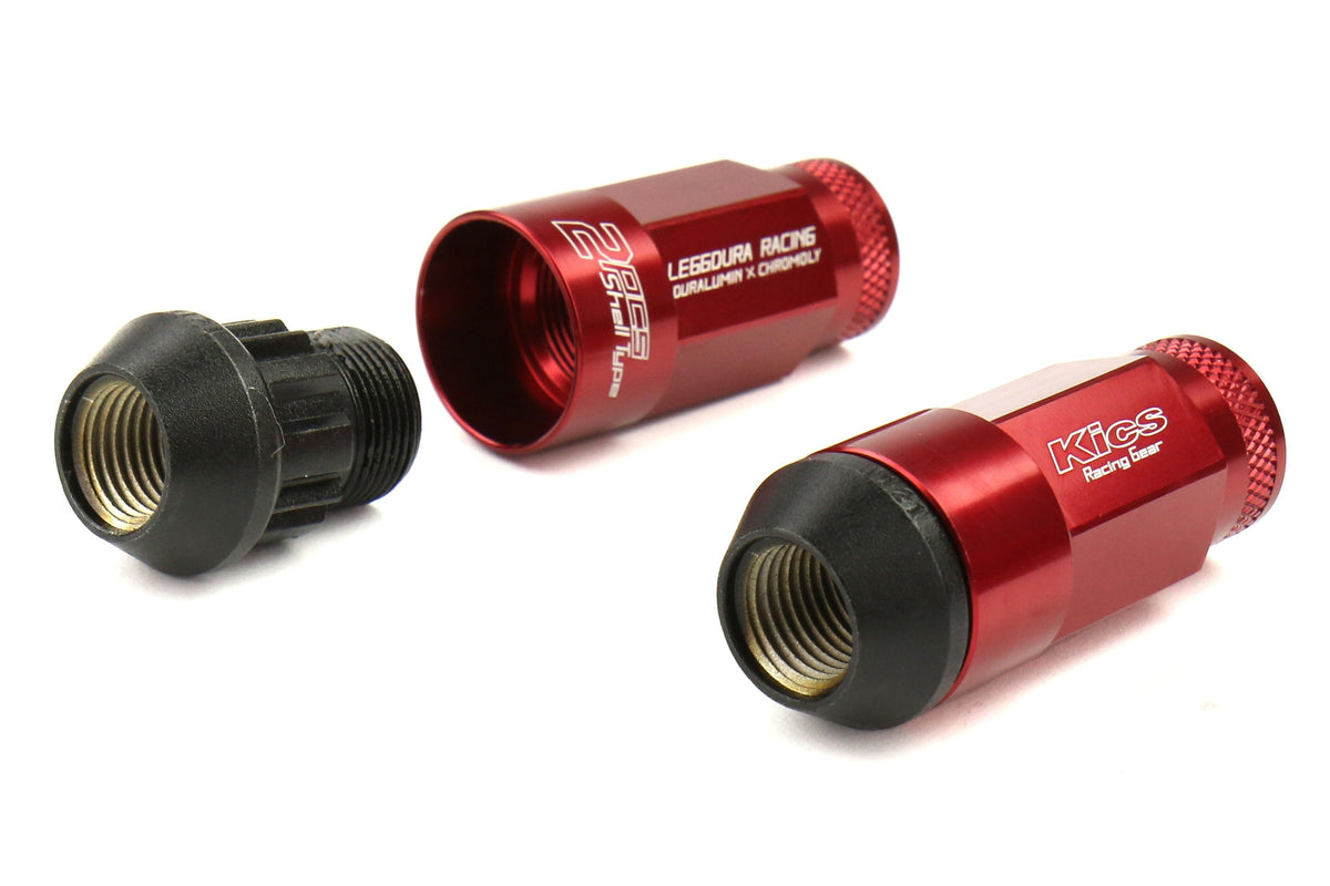 KICWRL5313R Project Kics Leggdura Racing Shell Type Lug Nut 53mm (Open-End) - 2015+ WRX / 2015+ STI / 2013+ FT86-Red,