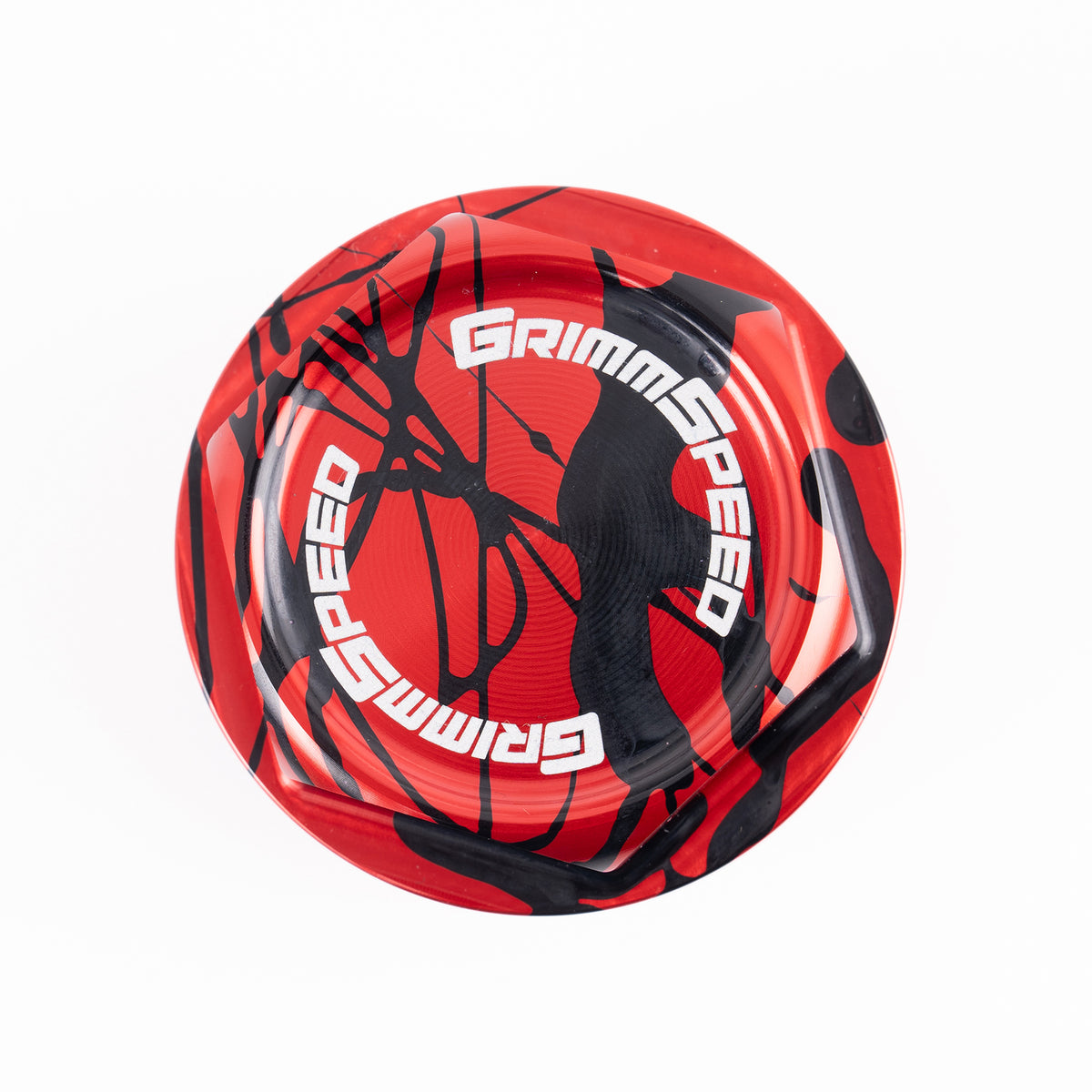 GrimmSpeed V2 Bolt Oil Cap - Splatter Red & Black - Subaru Universal
