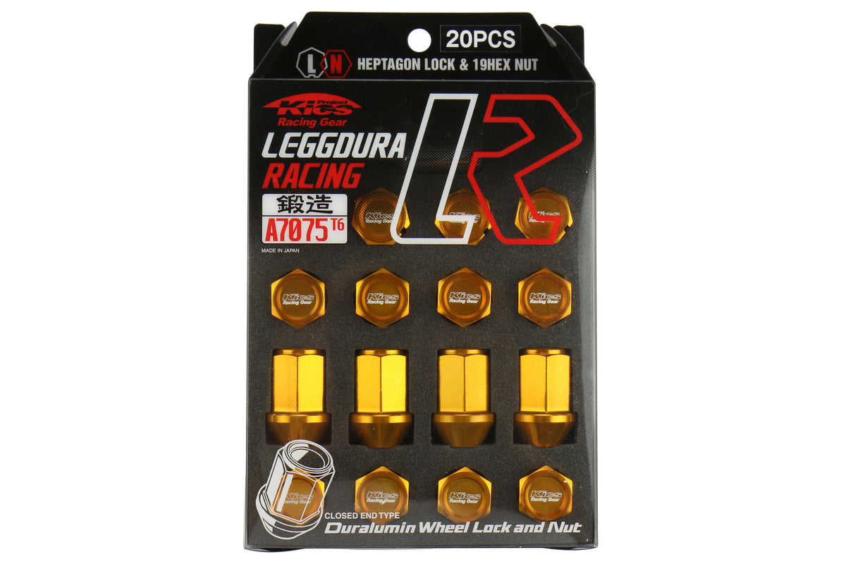 KICWKIZ3O Project Kics Leggdura Racing Lugnuts W/ Laser Logo - 2015+ WRX / STI / 2013+ FT86 / 2014+ Forester-Gold,