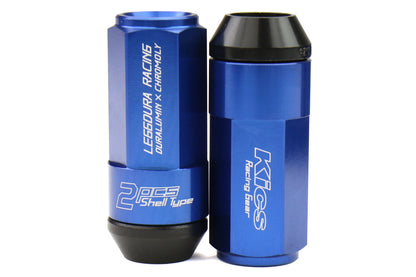 KICWCL5313U Project Kics Leggdura Racing Shell Type Lug Nut 53mm (Closed-End) - 2015+ WRX / 2015+ STI / 2013+ FT86-Blue,