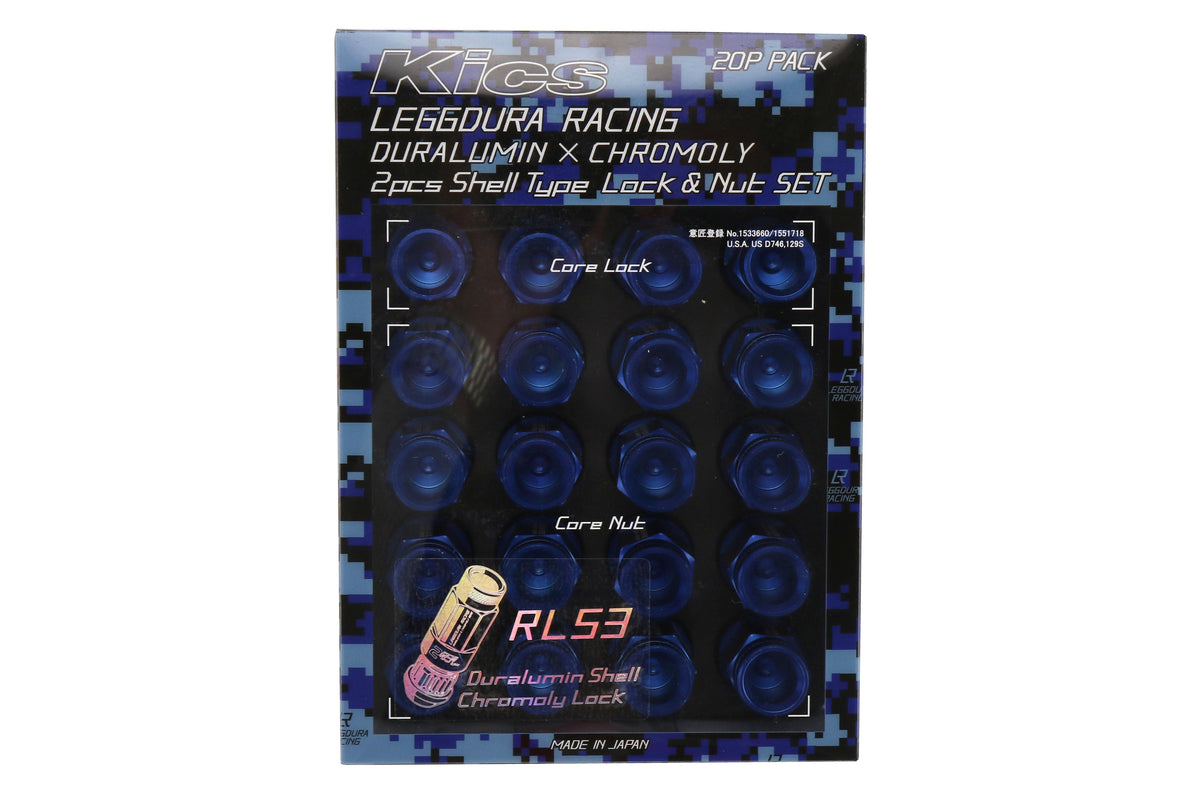 KICWRL5313U Project Kics Leggdura Racing Shell Type Lug Nut 53mm (Open-End) - 2015+ WRX / 2015+ STI / 2013+ FT86-Blue,