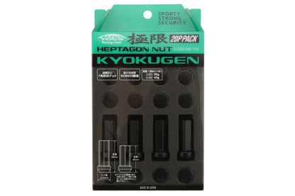 KICWHPF3BL42 Project Kics Black KyoKugen Lug Nut Set 12x1.25 42MM,