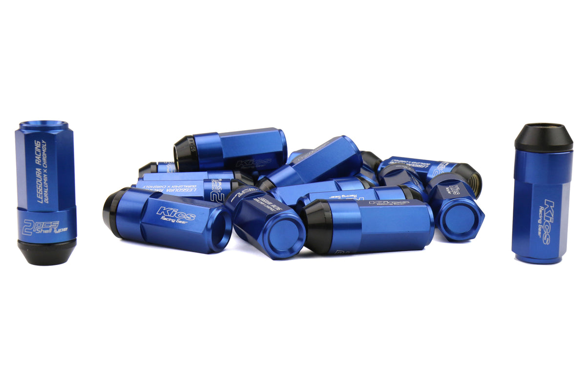 KICWCL5313U Project Kics Leggdura Racing Shell Type Lug Nut 53mm (Closed-End) - 2015+ WRX / 2015+ STI / 2013+ FT86-Blue,