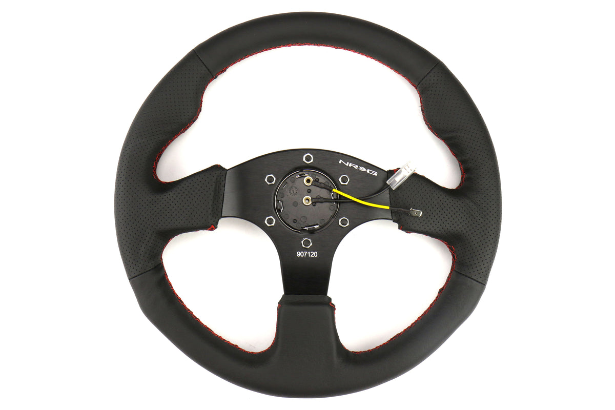 NRGRST-012R-RS NRG Race Series Steering Wheel - Universal-Suede w/ Red Stitch,
