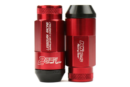 KICWRL5313R Project Kics Leggdura Racing Shell Type Lug Nut 53mm (Open-End) - 2015+ WRX / 2015+ STI / 2013+ FT86-Red,