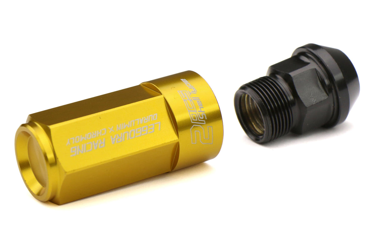 KICWCL5313A Project Kics Leggdura Racing Shell Type Lug Nut 53mm (Closed-End) - 2015+ WRX / 2015+ STI / 2013+ FT86-Gold,
