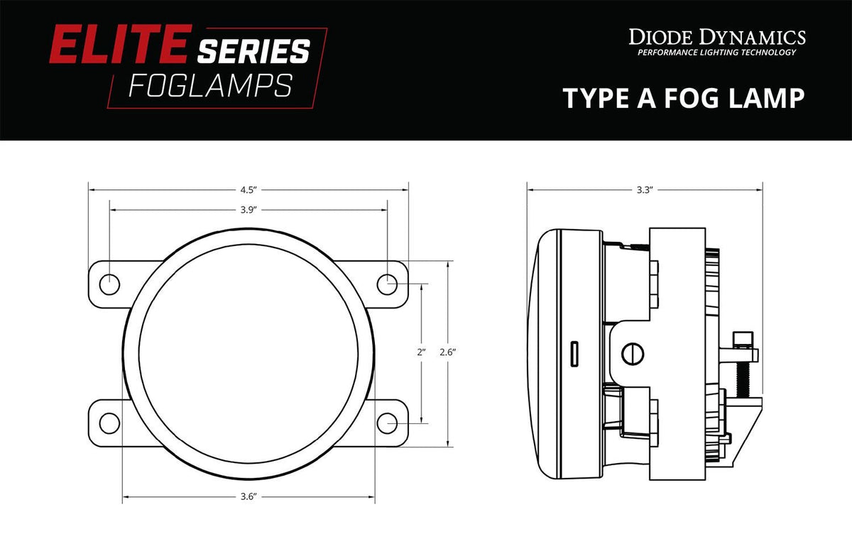 Diode Dynamics Elite Type Y Foglamp (Pair) -  Yellow -  2022-2025 Subaru WRX / 2017-2020 Subaru BRZ