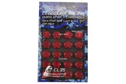 KICWCL3513R Project Kics Leggdura Racing Shell Type Lug Nut 35mm (Closed-End) - 2015+ WRX / 2015+ STI / 2013+ FT86-Red,