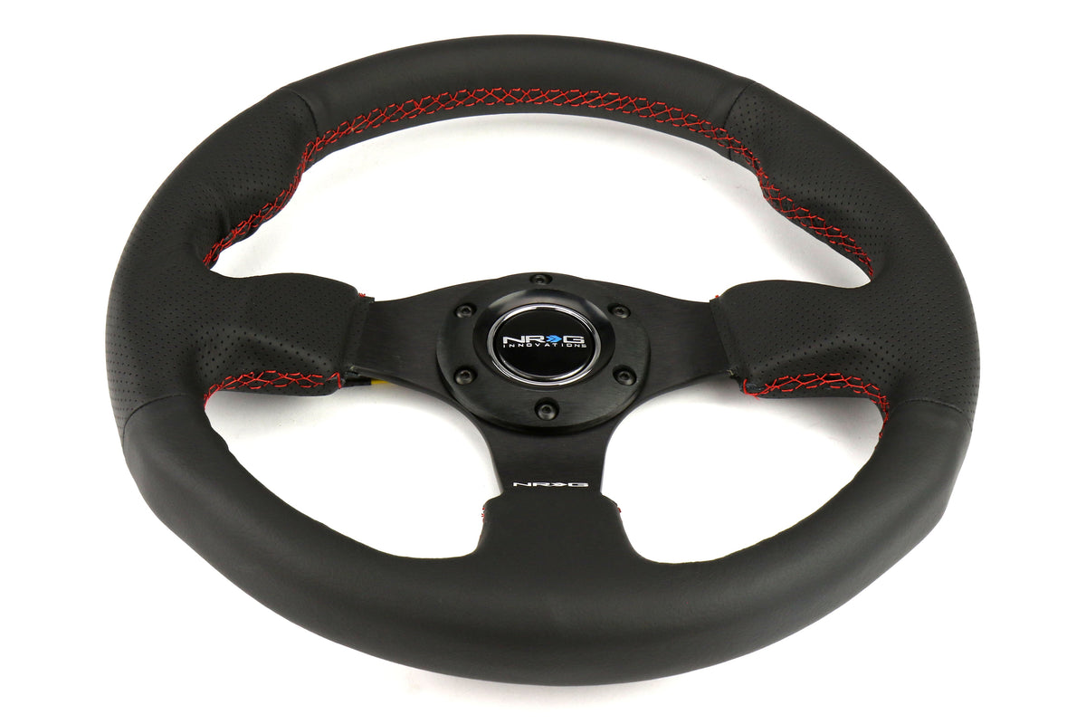 NRGRST-012R-RS NRG Race Series Steering Wheel - Universal-Suede w/ Red Stitch,