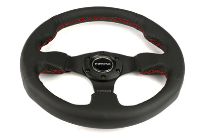 NRGRST-012R-RS NRG Race Series Steering Wheel - Universal-Suede w/ Red Stitch,
