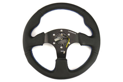 NRGRST-012R-BL NRG Race Style Premium Leather Steering Wheel 320mm w/ Blue Stitching - Universal,