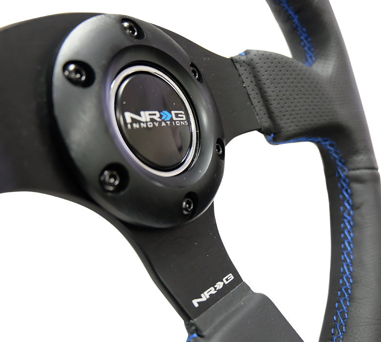NRGRST-012R-BL NRG Race Style Premium Leather Steering Wheel 320mm w/ Blue Stitching - Universal,