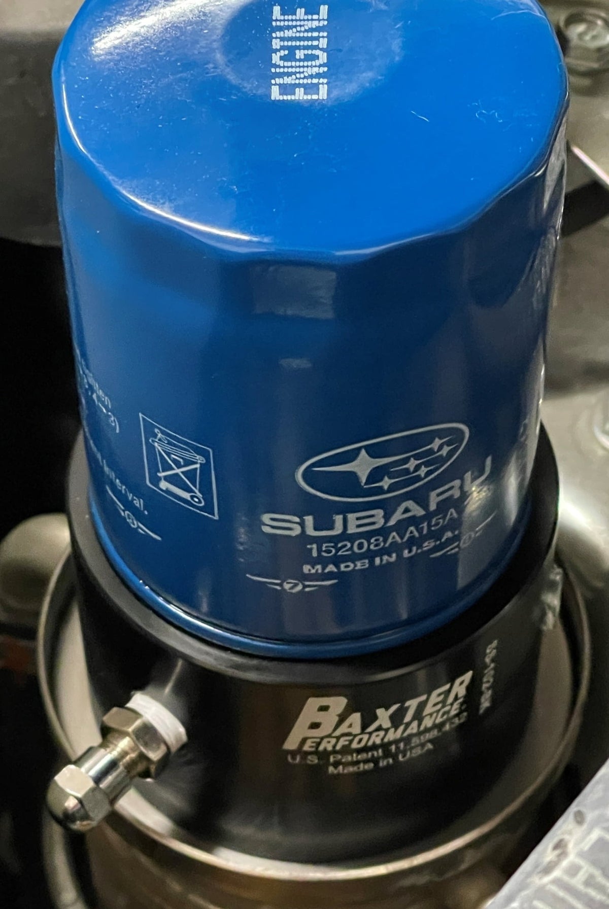 Baxter Performance Subaru Spin-on Anti-Drain Oil Filter Adapter - Subaru Models (inc. 2015-2024 WRX / 2020-2024 BRZ)