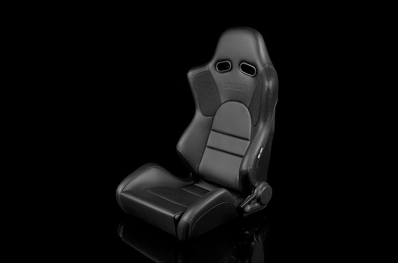 BRMBRR2-BKBK Braum Advan Series Sport Seats - Black Leatherette (Black Stitching) Pair - Universal,