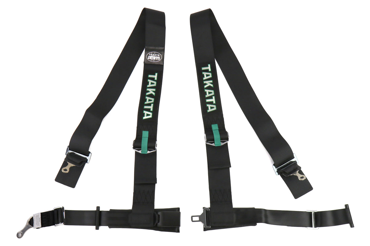 TAK70003-0 Takata 4 point Street Belt 3" w/ ASM (Black) - Universal,