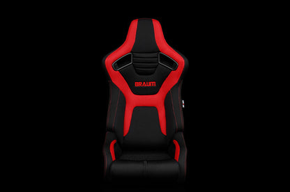 BRMBRR1R-BFRD Braum Elite-R Series Sport Seats - Black and Red Polo Cloth (Red Stitching) Pair - Universal,