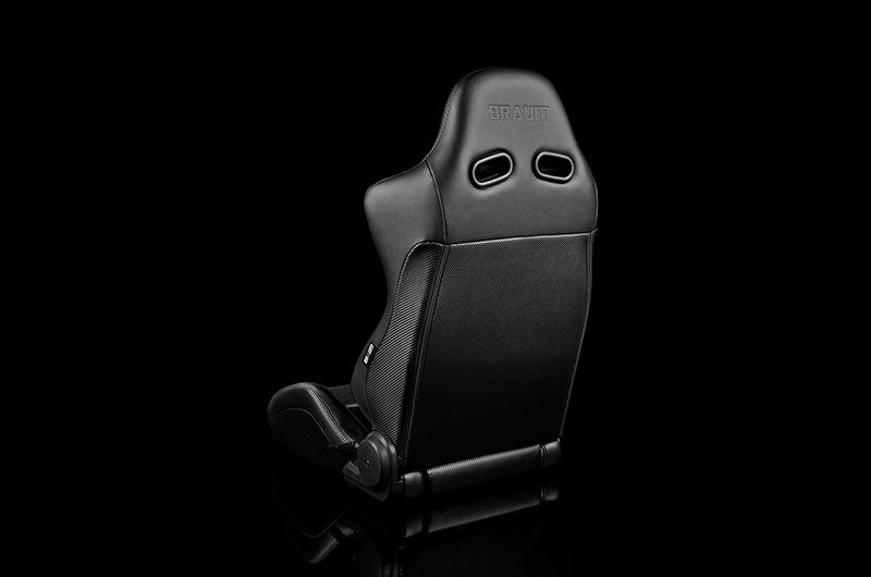BRMBRR2-BKBK Braum Advan Series Sport Seats - Black Leatherette (Black Stitching) Pair - Universal,