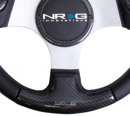 NRGST-014CFSL NRG 350mm carbon fiber steering wheel Silver Frame With Black Stitching - Universal,