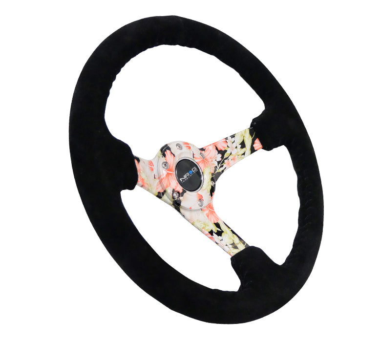 NRGRST-036FL-S NRG Reinforced Steering Wheel 350mm Suede 3in Deep Floral,
