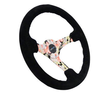 NRGRST-036FL-S NRG Reinforced Steering Wheel 350mm Suede 3in Deep Floral,