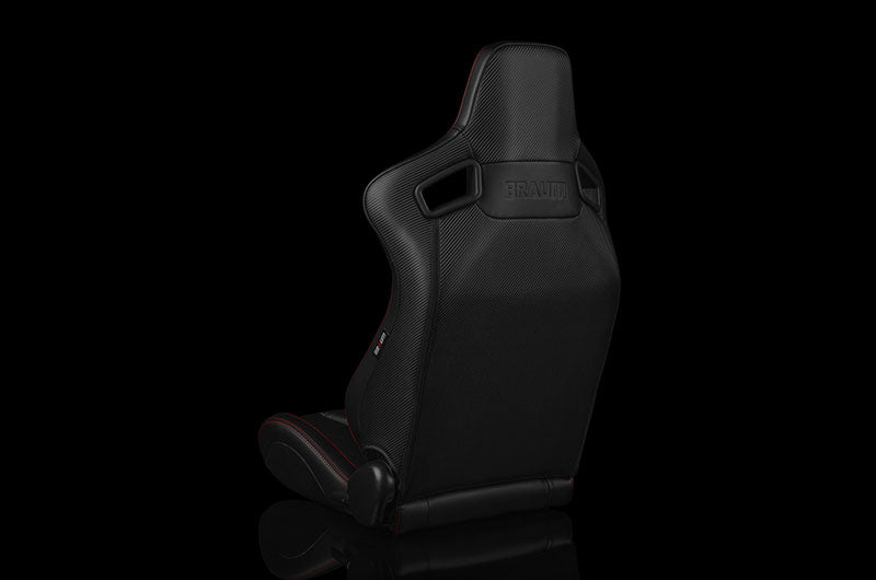 BRMBRR1X-BDRS Braum Elite-X Series Sport Seats - Black Diamond (Red Stitching) Pair - Universal,