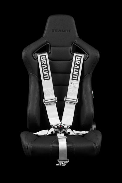 Braum 5 Point 3inch SFI Approved Racing Harness - White Each - Universal