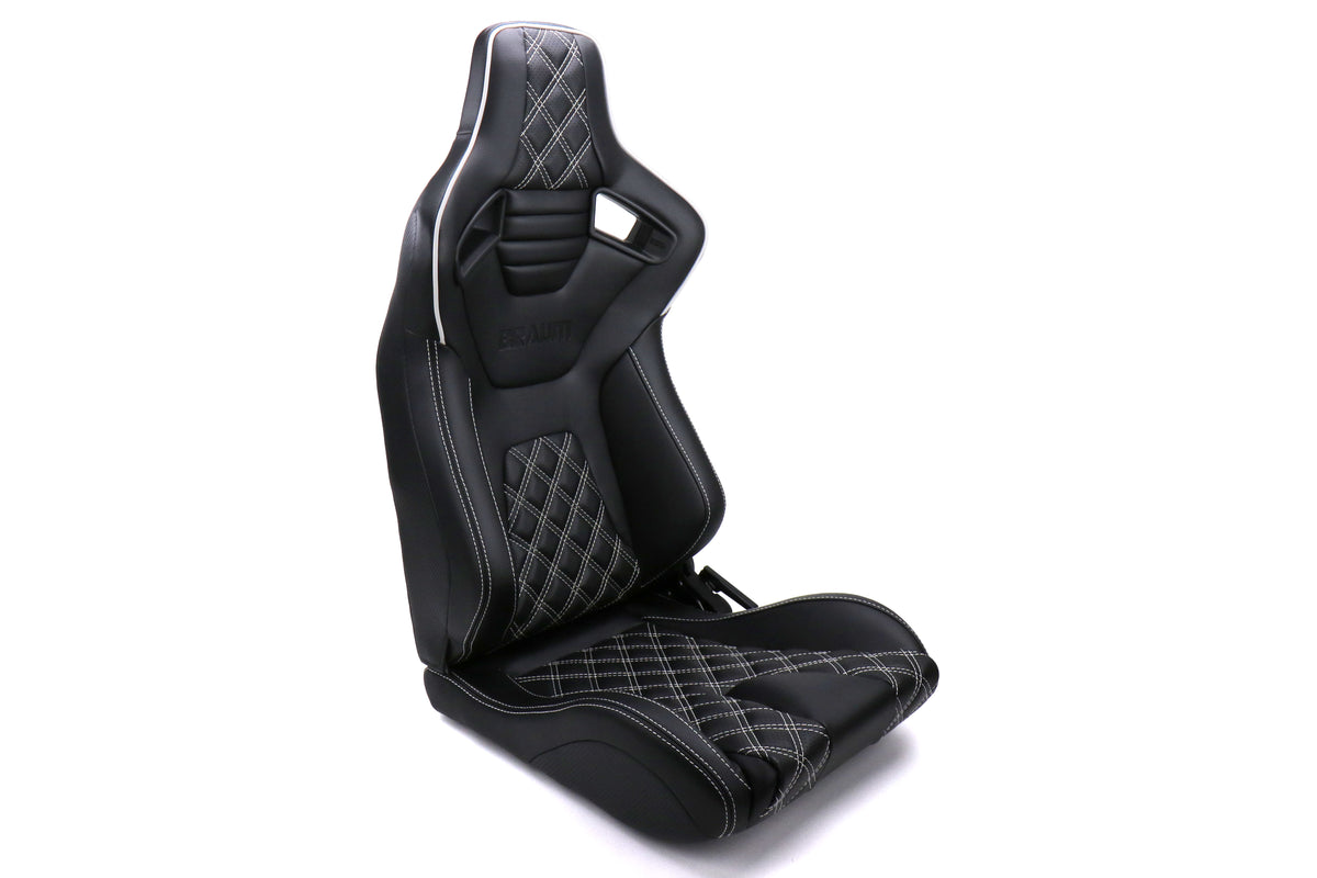 BRMBRR1X-BDDWS Braum Elite-X Series Racing Seats Diamond Edition White Piping Pair - Universal,