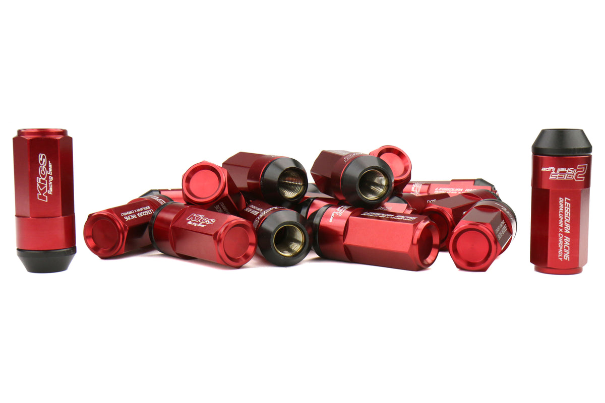KICWCL5313R Project Kics Leggdura Racing Shell Type Lug Nut 53mm (Closed-End) - 2015+ WRX / 2015+ STI / 2013+ FT86-Red,