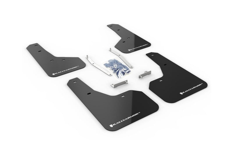 RALMF52-UR-BLK/WH Rally Armor UR Mudflaps - 2019+ Forester-Black Mud Flap with White Logo,
