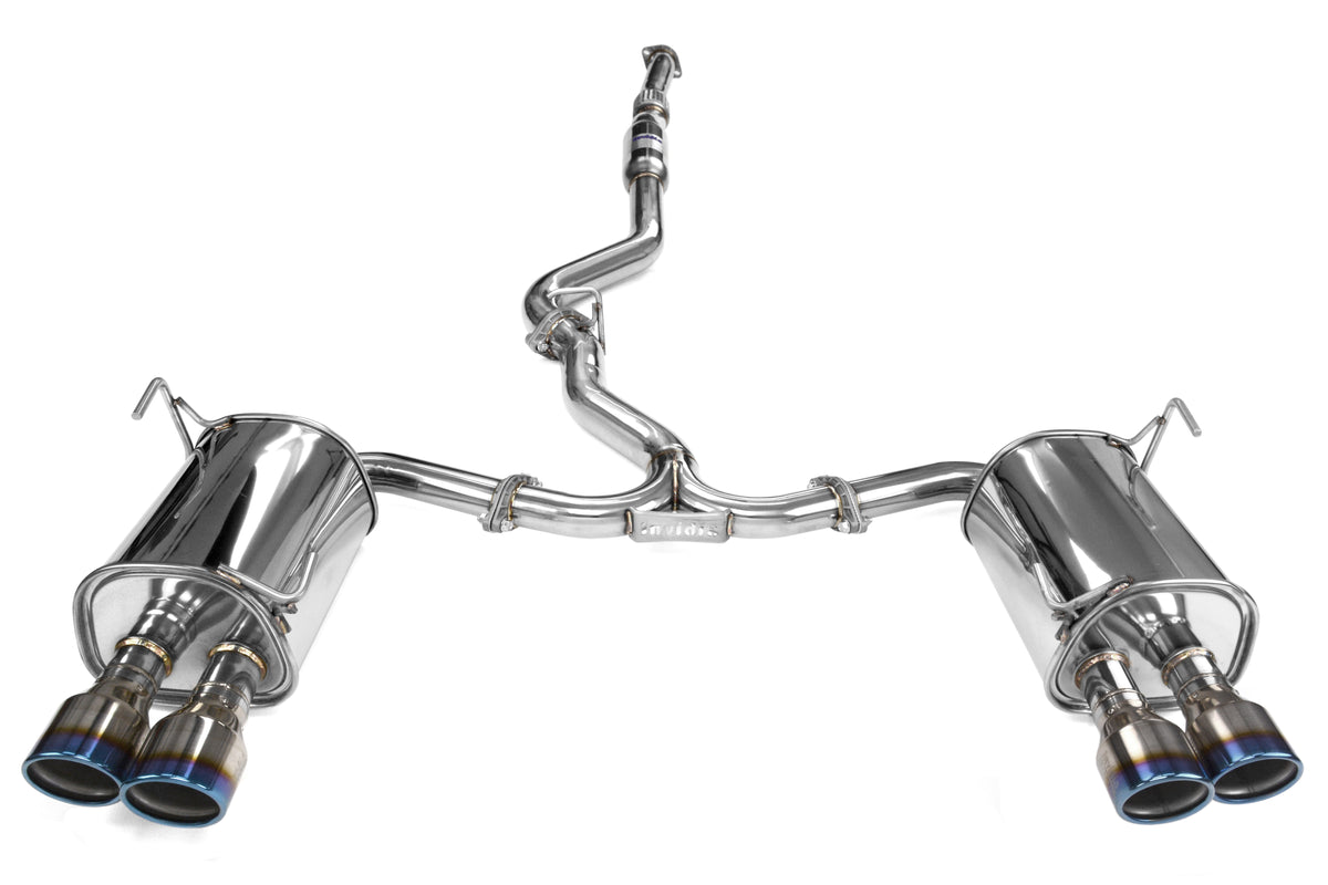 INVHS15STIG3T Invidia 15+ Subaru WRX/STI 4Dr Q300 Twin Outlet Rolled Titanium Burnt Quad Tip Cat-Back Exhaust,