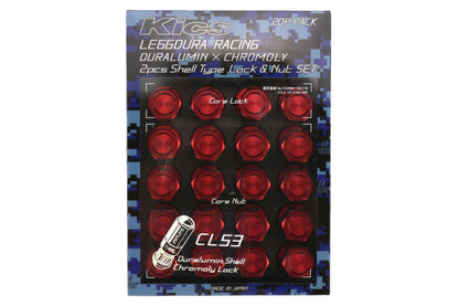 KICWCL5313R Project Kics Leggdura Racing Shell Type Lug Nut 53mm (Closed-End) - 2015+ WRX / 2015+ STI / 2013+ FT86-Red,