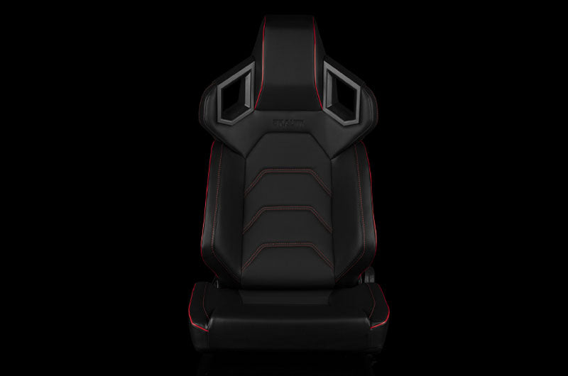 BRMBRR5-BKRS Braum Alpha X Series Sport Seats - Black & Red Stitching - Low Base Version - Universal,